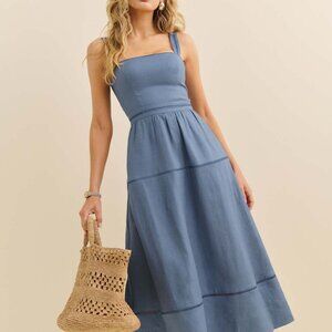 Reformation - NWT Everett Linen Dress (Size: 4, Color: Cornflower Retail: $298